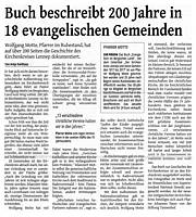 Buch beschreibt 200 Jahre in 18 evangelischen Gemeinden